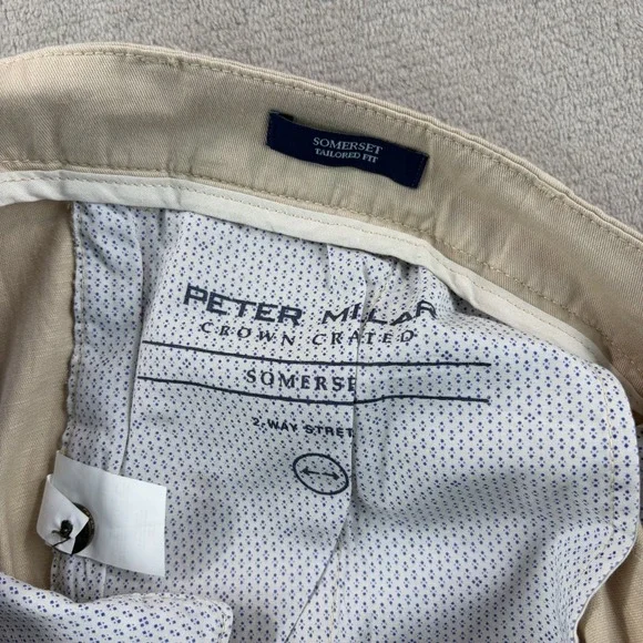 Peter Millar Crown Crafted Somerset Pants Sand 38x34 Linen Blend Golf NWT $225